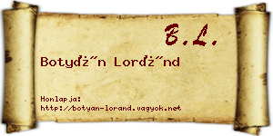 Botyán Loránd névjegykártya